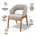 Ver imagem 3 de Kit 05 Cadeiras de Jantar e Estar Living Estofada Lince Nature L02 Bouclê Bege - Lyam Decor