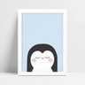 placa decoração de quarto infantil pinguim rosa e azul - 1