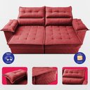 Ver imagem 5 de Sofá Retrátil e Reclinável 2,40m com Molas e Espuma D33 Thunder Velusoft Vermelho Cama Inbox