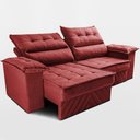 Ver imagem 6 de Sofá Retrátil e Reclinável 2,40m com Molas e Espuma D33 Thunder Velusoft Vermelho Cama Inbox