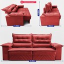 Ver imagem 3 de Sofá Retrátil e Reclinável 2,40m com Molas e Espuma D33 Thunder Velusoft Vermelho Cama Inbox