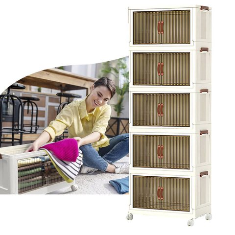 Armario Organizador 5 Andares Dobravel Empilhavel Porta Objetos Roupa Acessorios Mantimentos Multius