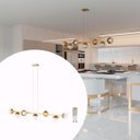 Ver imagem 1 de Pendente Lustre de Teto Jabuticaba Dourado com 7 Globos Transparente com Lâmpadas Branco Quente