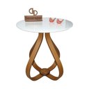 Ver imagem 1 de Mesa Lateral Cebola Com Vidro 70cm Tampo Branca Altura 60cm
