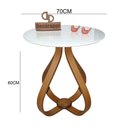Ver imagem 3 de Mesa Lateral Cebola Com Vidro 70cm Tampo Branca Altura 60cm