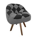 Ver imagem 2 de Poltrona Paloma Escritório Sala Giratória Madeira Suede Cinza e Suede Preto - Dominic Decor