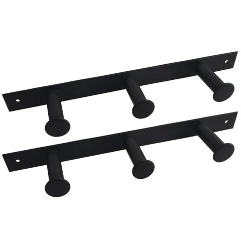 Kit 2 Cabideiros de Parede 3 Ganchos Pretos Multiusos Roupas Bolsas e Acessórios Duler