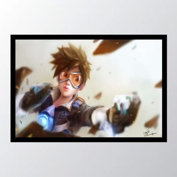 Quadro com moldura Tracer Overwatch Fanart