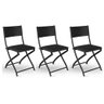 Kit 3 Cadeiras Dobravel Preto- Bar, Restaurante Aço Junco - 1