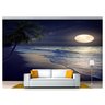 Papel De Parede Praia Mar Lua Cheia Noite 3D NPR211 3M² - 1