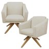 Kit 2 Poltrona Decorativa Sala Quarto Recepção San Diego Base Giratoria:corino Bege - 5