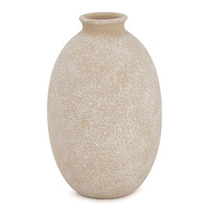Vaso em Cerâmica Oval Sutil Granulado Areia - 24x15cm Abra Casa