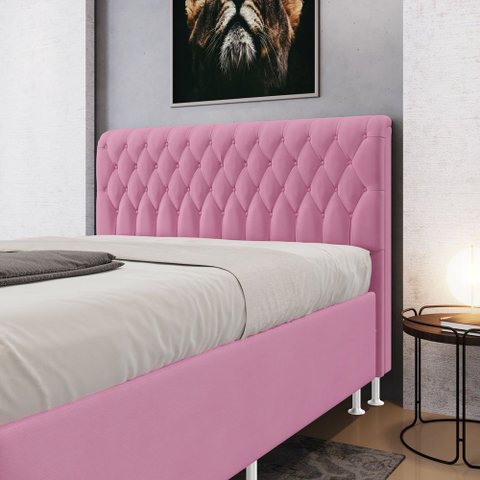 Cabeceira Estofada Bellatrix 160 para Cama Queen Sued Rosê Aradecor