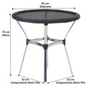 Ver imagem 3 de Mesa Ascoli em Alumínio com o Tampo Tramado para Cozinha, Edícula, Jardim e Piscina - Preto