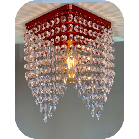 Lustre Pendente Rosê Luminária Cristal Acrílico de Alto Brilho, 17x30. Reflezzo Lustres e Decoração.