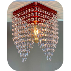 Lustre Pendente Rosê Luminária Cristal acrílico de ALTO BRILHO, 17x30. Reflezzo lustres e decoração.