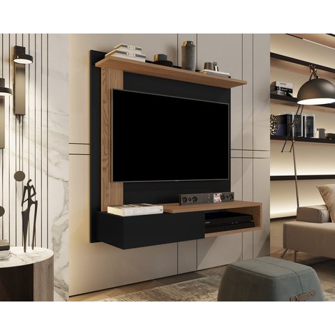 Painel Giovani até 32 Polegadas Preto / Freijó - Comprar Moveis em Casa