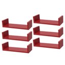 Ver imagem 1 de Kit 6 Prateleiras U 40 X 15cm Vermelha Suporte Invisível