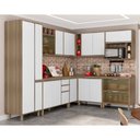 Ver imagem 1 de Cozinha Completa Modulada 10 Peças Armário e Balcão Vidro Reflecta Branco Laca Mel Luciane Móveis