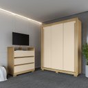 Ver imagem 1 de Kit Guarda Roupa Casal Dallas 3 Portas 2 Gavetas e Cômoda Austin 3 Gavetas I01 - Clique Chique Móvei
