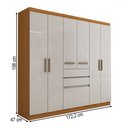 Ver imagem 4 de Guarda-roupa Solteiro Naturale 6 Portas 3 Gavetas Freijó/off White Laca - Panorama Móveis