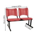 Ver imagem 4 de Cadeira Longarina Plástica 02 Lugares - Cor Vermelho - Mrplast - 34210