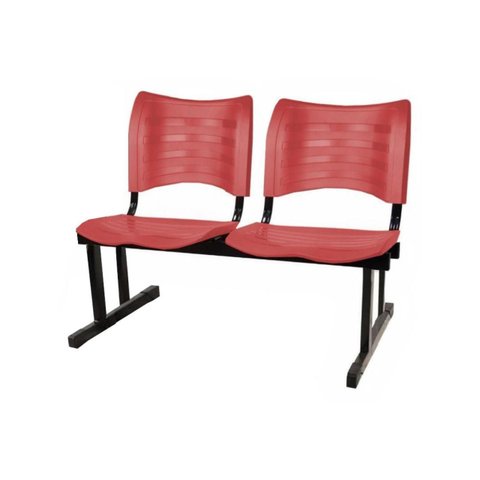 Cadeira Longarina Plástica 02 Lugares - Cor Vermelho - Mrplast - 34210