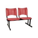 Ver imagem 2 de Cadeira Longarina Plástica 02 Lugares - Cor Vermelho - Mrplast - 34210