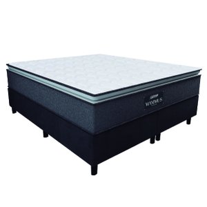 Cama Box Casal King Gazin Colchão Molas Ensacadas Pillow Top Maximus Cinza/preto
