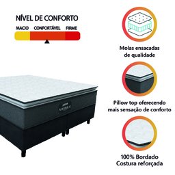 Cama Box Casal King Gazin Colchão Molas Ensacadas Pillow Top Maximus Cinza/preto - 5