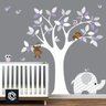 Adesivo Safari de Parede Árvore Macacos Elefantes Lias - 1
