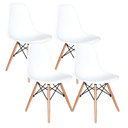 Ver imagem 1 de Kit 4 Cadeiras Charles Eames Eiffel Base Madeira Sala de Jantar Cozinha Branco Branco