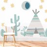 Adesivo parede infantil oca índio tribo cactos decoração quarto - 1