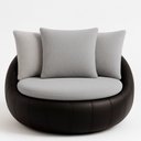 Ver imagem 1 de Poltrona Giratória 127cm Golden Courino Preto/ Bouclé Cinza - Sallar Home