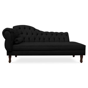 Divã Recamier Namoradeira Larissa 140cm com Capitonê - Direita Suede:preto