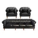 Ver imagem 1 de Conjunto Sofá 4 Lugares E 2 Poltronas Chesterfield Com Capitonê Duquesa - Couríssimo Preto