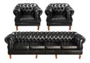 Ver imagem 1 de Conjunto Sofá 4 Lugares E 2 Poltronas Chesterfield Com Capitonê Duquesa - Couríssimo Preto