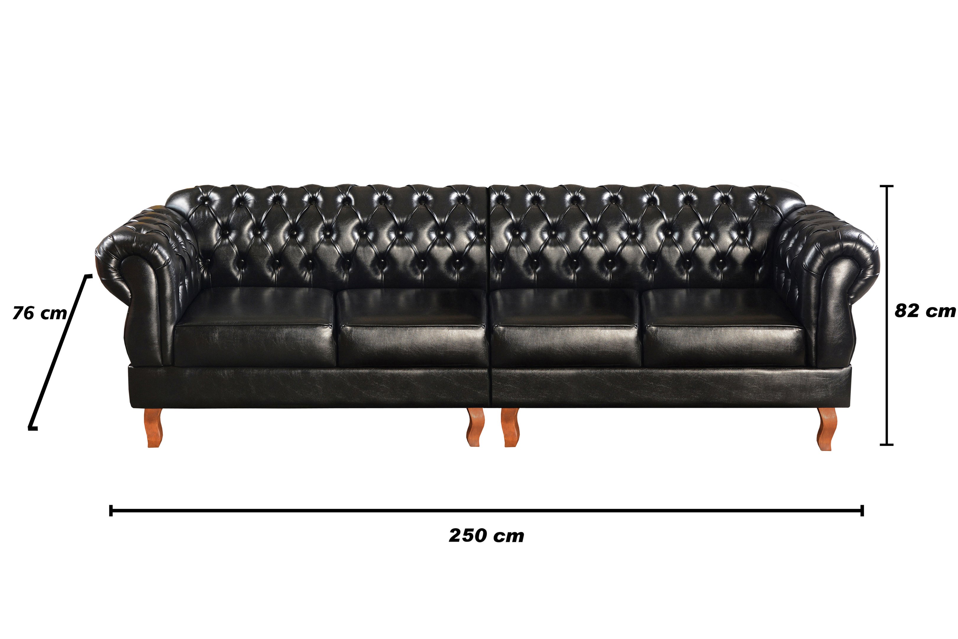 Conjunto Sofá 4 Lugares E 2 Poltronas Chesterfield Com Capitonê Duquesa - Couríssimo Preto - 7