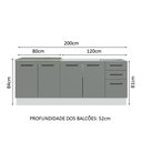 Ver imagem 6 de Kit Com 2 Balcões De Cozinha 3 Gavetas 4 Portas Branco Cinza