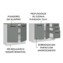 Ver imagem 5 de Kit Com 2 Balcões De Cozinha 3 Gavetas 4 Portas Branco Cinza