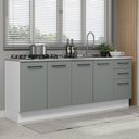 Ver imagem 1 de Kit Com 2 Balcões De Cozinha 3 Gavetas 4 Portas Branco Cinza