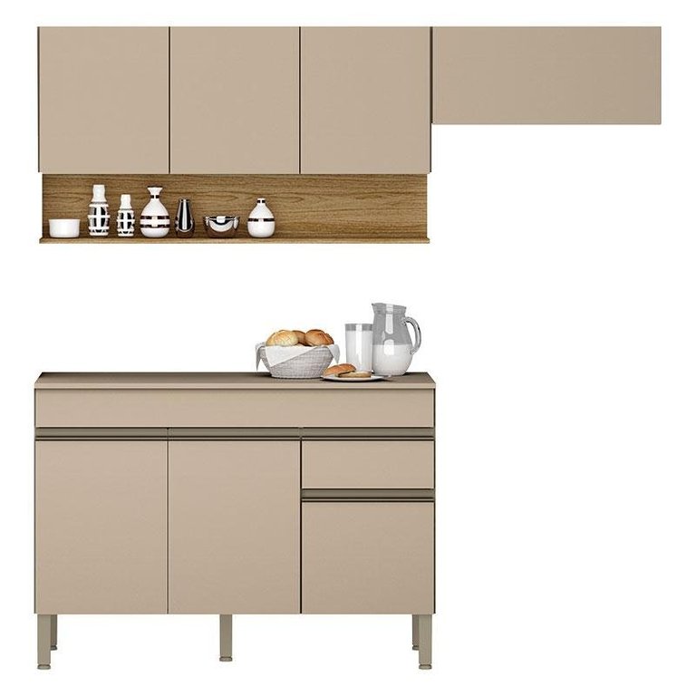 Cozinha Modulada Line Composição 1 Vanilla Freijó - Kits Paraná