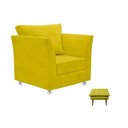 Ver imagem 1 de Kit 01 Poltrona Lisboa Decorativa + 01 Puff Opala Decorativo Suede Amarelo