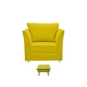Ver imagem 2 de Kit 01 Poltrona Lisboa Decorativa + 01 Puff Opala Decorativo Suede Amarelo