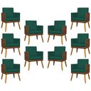 Ver imagem 1 de Kit 10 Poltronas para Sala Lis Corino e Suede Cores Pé 30 Cm