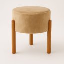 Ver imagem 3 de PUFF APOLO PÉS DE MADEIRA BEGE VELUDO