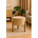 Ver imagem 1 de PUFF APOLO PÉS DE MADEIRA BEGE VELUDO