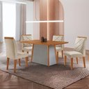 Ver imagem 1 de Mesa de Jantar Diane e 4 Cadeiras Melissa Moderna Mobilia Veludo Creme/ Laminado