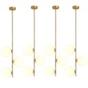 Ver imagem 1 de 4 X Luminárias 82cm Pendente 3 Globos Vidro Jabuticaba Metal Dourado Teto Gimpo 4xkjdd-e-072-gold
