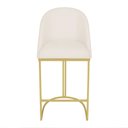 Ver imagem 4 de Kit 04 Banquetas Altas Bela Suede Base Metálica Industrial Dourado - Pallazio Cor:Bege